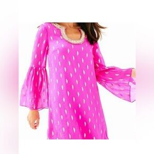Lilly Pulitzer Amory Silk Metallic pink/gold size 4